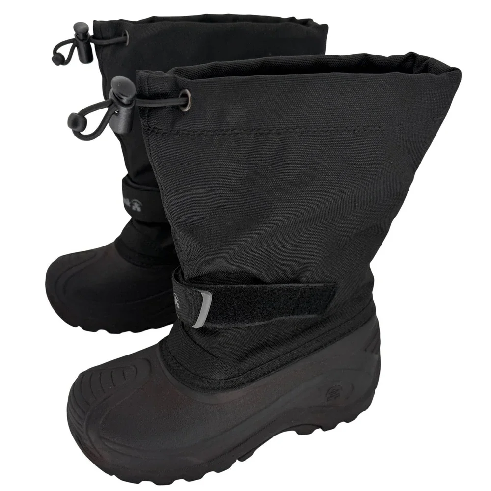 Kamik Kids Waterproof Winter Snow Boots Black Insulated Felt Lined Size 12